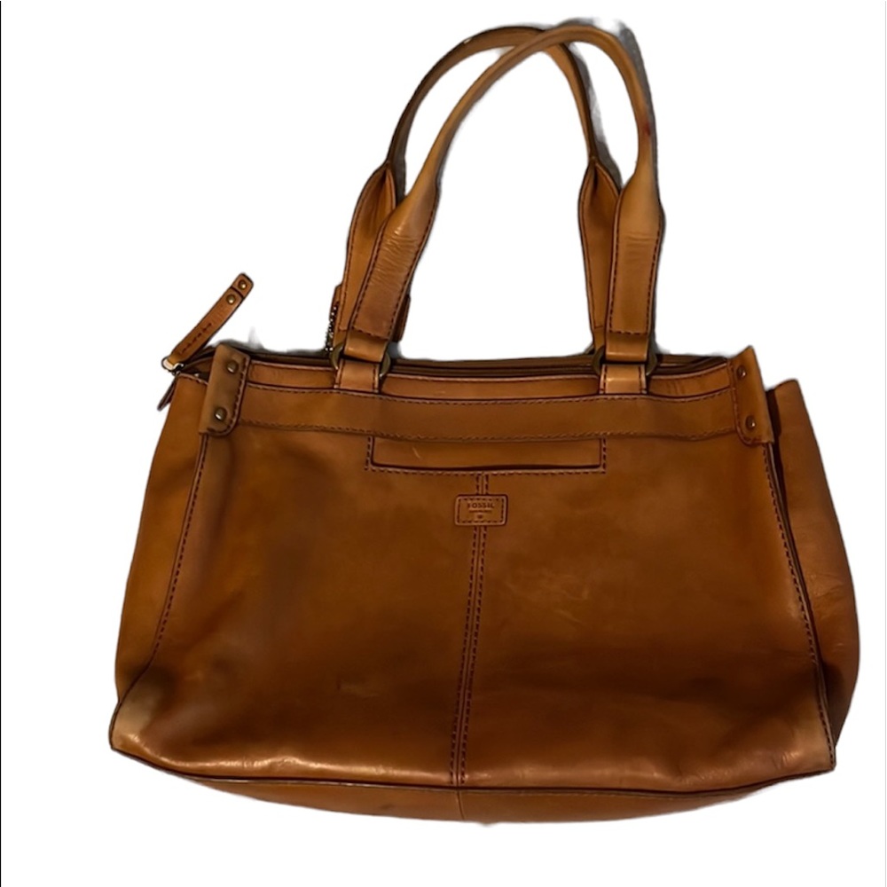 Large Fossil Cowhide Leather Shoulder Purse